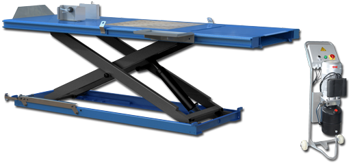 A premium quality Scissor Lift for cars with integral, slide-away run-up ramp, wheel clamp, moveable tie-down brackets, and a hefty 700kg lifting capacity - discover the MCL700 Motorcycle Scissor Lift today.