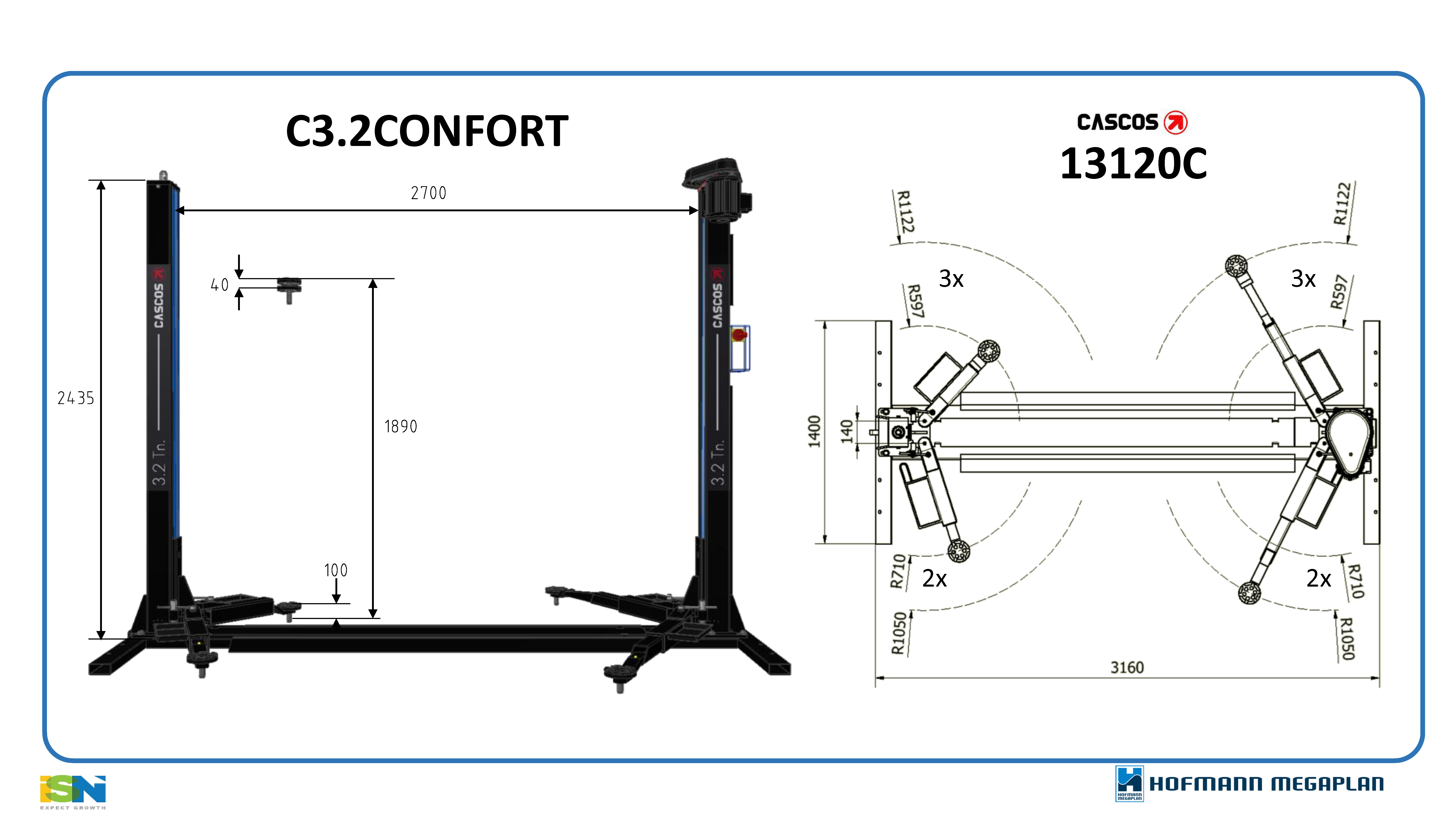 c32condims 2 Post Lifts with Base: Cascos C3.2 Two Post Lift