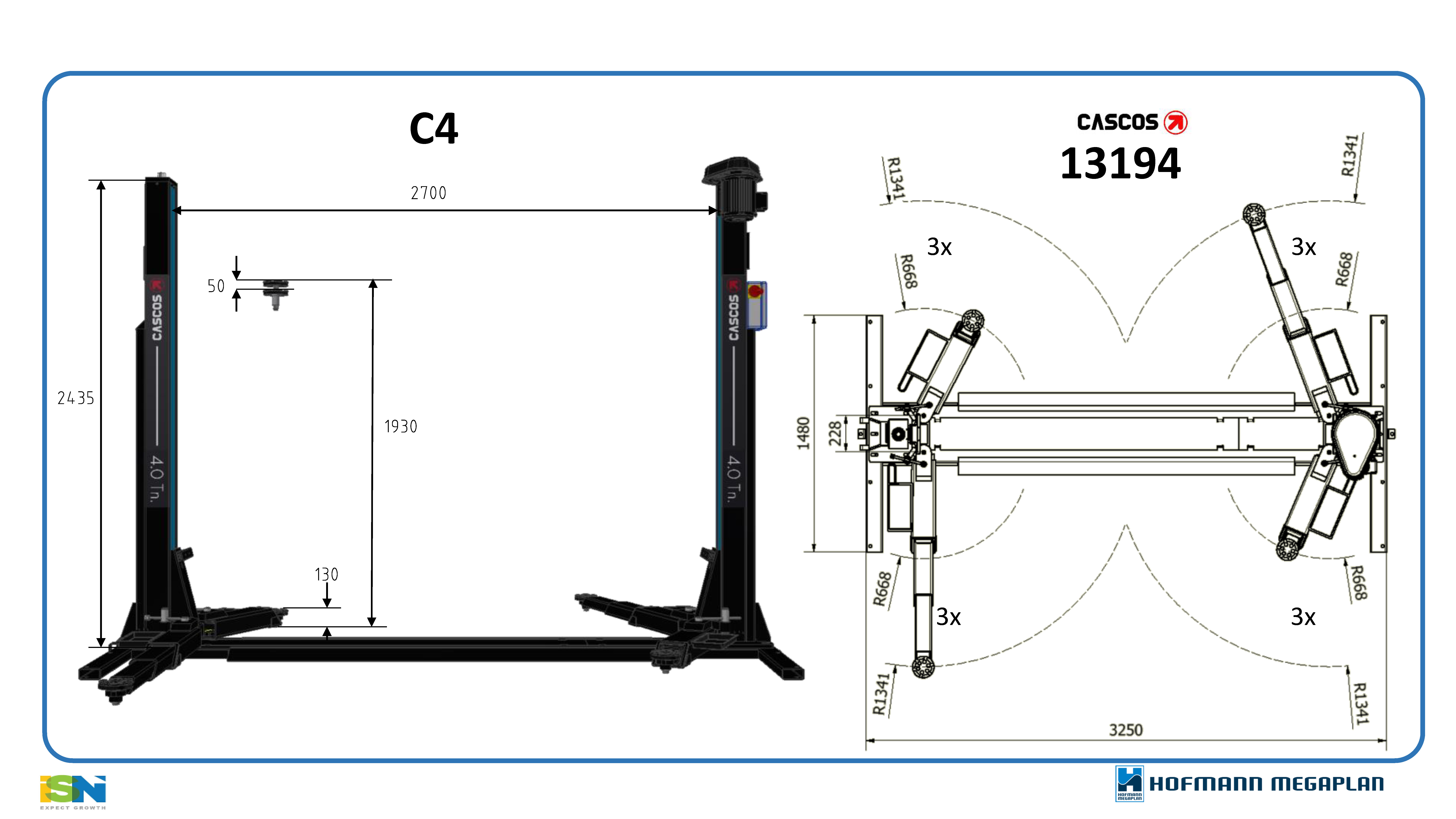 c4dims 2 Post Lifts with Base: Cascos C4 Two Post Lift